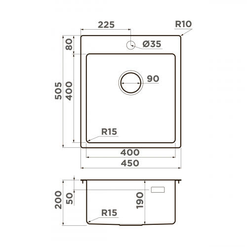 Кухонная мойка Omoikiri Amadare 45-IN нерж. сталь/нержавеющая сталь, 4993802