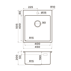 Кухонная мойка Omoikiri Amadare 45-IN нерж. сталь/нержавеющая сталь, 4993802