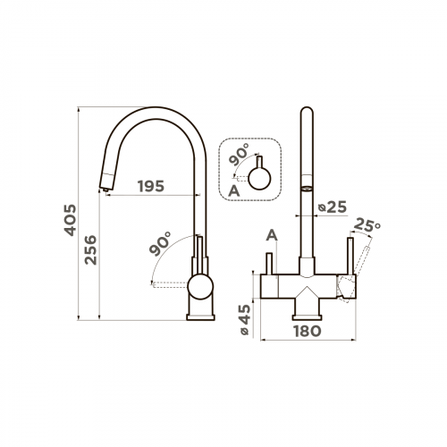 Смеситель для кухни Omoikiri Akita-BN нерж. сталь/нержавеющая сталь, 4994086