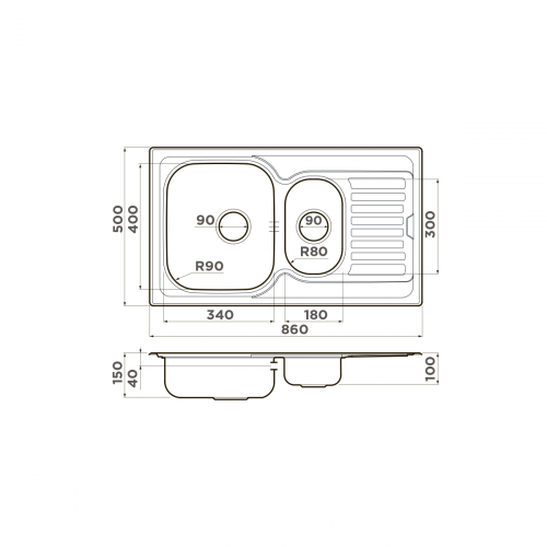 Кухонная мойка Omoikiri Kashiogawa 86-2-IN нерж. сталь/нержавеющая сталь, 4993454