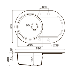 Кухонная мойка Omoikiri Manmaru 78-BE Artgranit/ваниль, 4993356