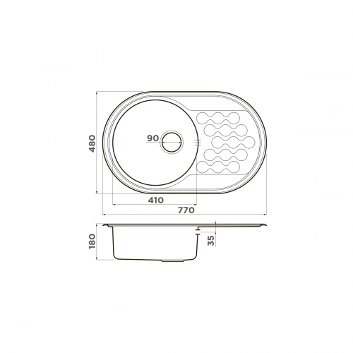 Кухонная мойка Omoikiri Kasumigaura 77-IN нерж. сталь/нержавеющая сталь, 4993728