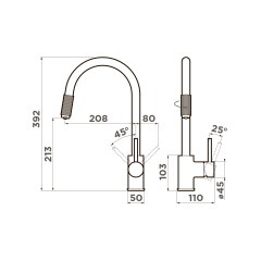 Смеситель для кухни Omoikiri Tamura-BN латунь/нержавеющая сталь, 4994334