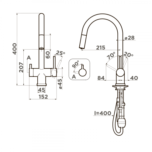 Смеситель для кухни Omoikiri Akita-S-C латунь/хром, 4994330