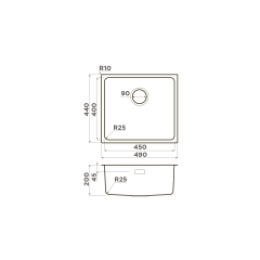 Кухонная мойка Omoikiri Tadzava 49-U/I-GM нерж. сталь/вороненая сталь, 4993076