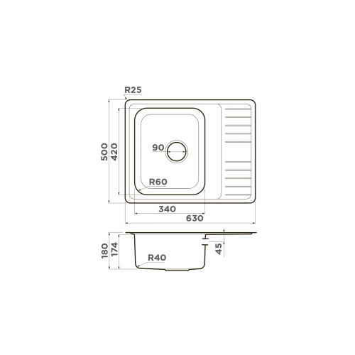 Кухонная мойка Omoikiri Sagami 63-IN нерж. сталь/нержавеющая сталь, 4993732