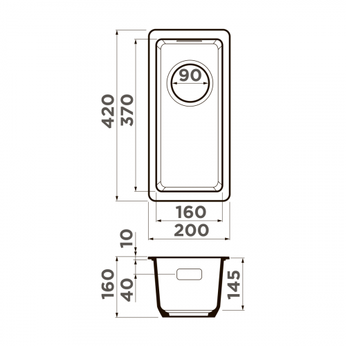 Кухонная мойка Omoikiri Kata 20-U-DC Artgranit/темный шоколад, 4993374