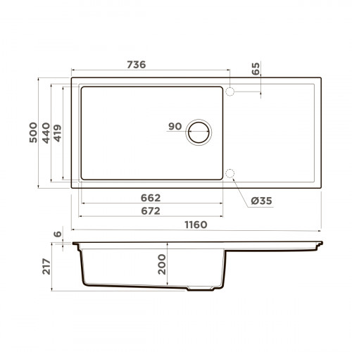 Кухонная мойка Omoikiri Sintesi 116-GR Artceramic/leningrad grey, 4997124