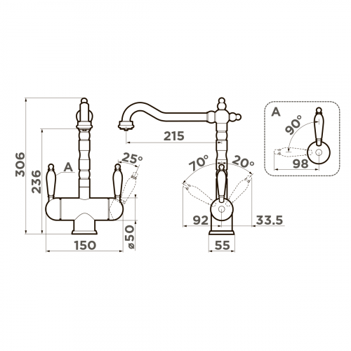 Смеситель для кухни Omoikiri Amagasaki-PL латунь/платина, 4994071
