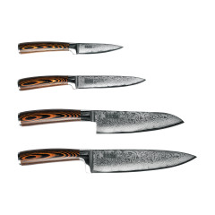 Набор из 4х ножей Damascus Suminagashi + универсальная подставка Omoikiri Damascus Suminagashi-SET , 4996233