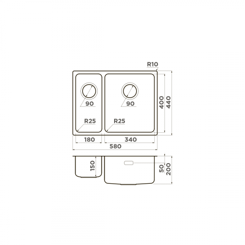 Кухонная мойка Omoikiri Tadzava 58-2-U/I-R-IN нерж. сталь/нержавеющая сталь, 4993773