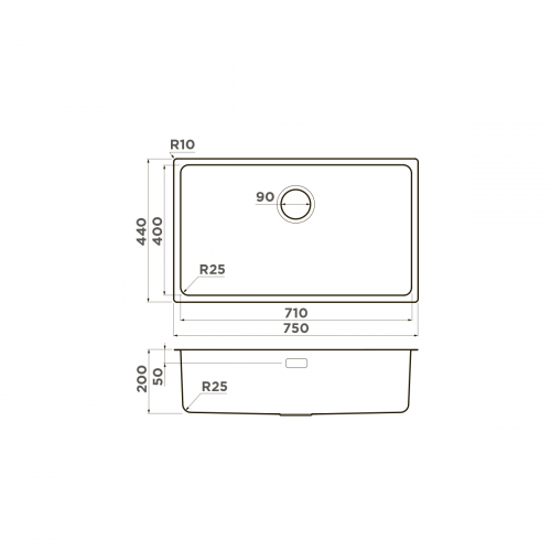 Кухонная мойка Omoikiri Tadzava 75-U/I-IN нерж. сталь/нержавеющая сталь, 4993501