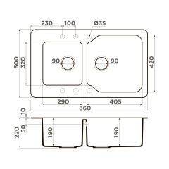 Кухонная мойка Omoikiri Maru 86-2-GR Tetogranit/leningrad grey, 4993575