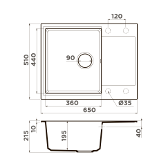 Кухонная мойка Omoikiri Daisen 65-CA Artgranit/карамель, 4993681