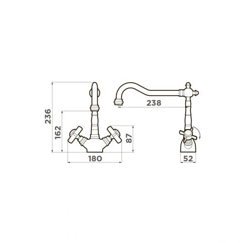 Смеситель для кухни Omoikiri Tokigawa-AB-022 латунь/античная латунь, 4994257
