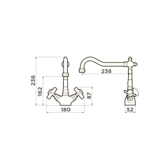 Смеситель для кухни Omoikiri Tokigawa-AB-022 латунь/античная латунь, 4994257