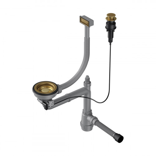 Арматура с клапаном-автоматом для одночашевых моек с прямоугольным переливом и декоративным элементом для корзины Omoikiri WK-1-A-AB022, 4956471