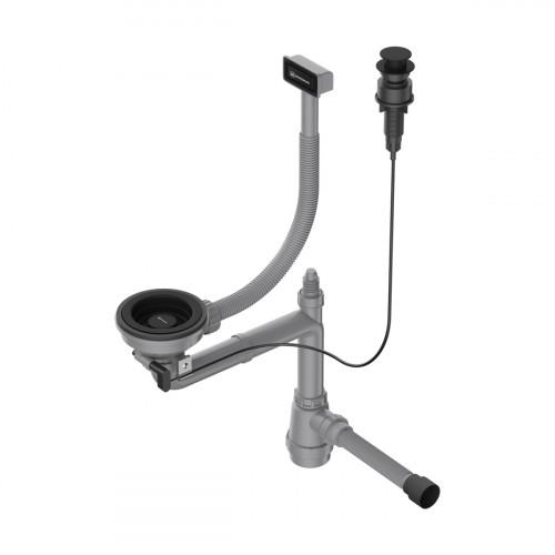 Арматура с клапаном-автоматом для одночашевых моек с прямоугольным переливом и декоративным элементом для корзины Omoikiri WK-1-A-GB, 4956767