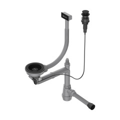 Арматура с клапаном-автоматом для одночашевых моек с прямоугольным переливом и декоративным элементом для корзины Omoikiri WK-1-A-GB, 4956767