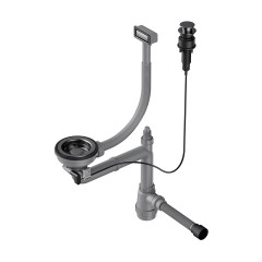 Арматура с клапаном-автоматом для одночашевых моек с прямоугольным переливом и декоративным элементом для корзины Omoikiri WK-1-A-GM, 4956470