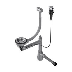 Арматура с клапаном-автоматом для одночашевых моек с прямоугольным переливом и декоративным элементом для корзины Omoikiri WK-1-A-IN, 4956468