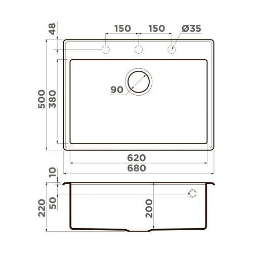 Кухонная мойка Omoikiri Tedori 68-WH Tetogranit/белый, 4993967