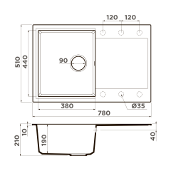 Кухонная мойка Omoikiri Daisen 78-DC Artgranit/темный шоколад, 4993326