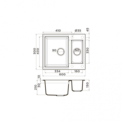 Кухонная мойка Omoikiri Sakaime 60-2-CH Tetogranit/шампань, 4993913