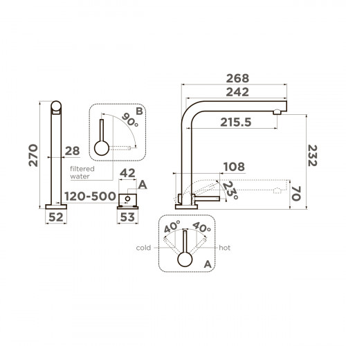 Смеситель для кухни Omoikiri Nara 2 Plus-GB латунь/графит, 4994372