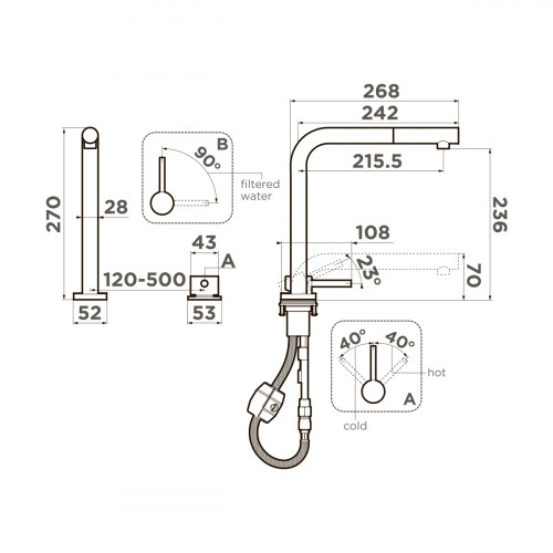 Смеситель для кухни Omoikiri Nara 2 Plus-S-C латунь/хром, 4994367