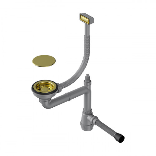 Арматура для одночашевых моек с прямоугольным переливом и декоративным элементом для корзины Omoikiri WK-1C-LG, 4956473