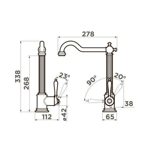 Смеситель для кухни Omoikiri Toshima-AB-022 латунь/античная латунь, 4994324