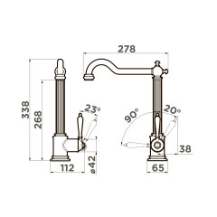 Смеситель для кухни Omoikiri Toshima-AB-022 латунь/античная латунь, 4994324