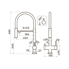Смеситель для кухни Omoikiri Kanto-IB латунь/indigo blue, 4994427
