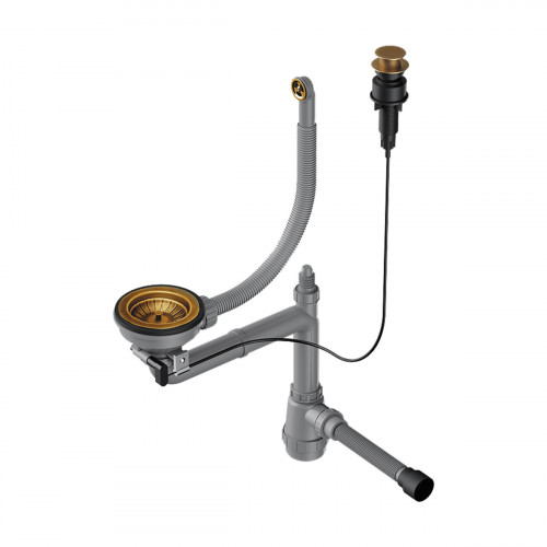 Арматура с клапаном-автоматом для полуторачашевых моек с круглым переливом Omoikiri WK-1CL-R-A-AB022, 4957092