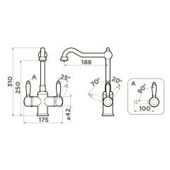 Смеситель для кухни Omoikiri Tottori-AB-022 латунь/античная латунь, 4994009