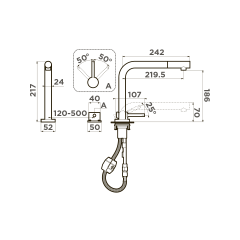 Смеситель для кухни Omoikiri Nara-S-BN латунь/нержавеющая сталь, 4994329
