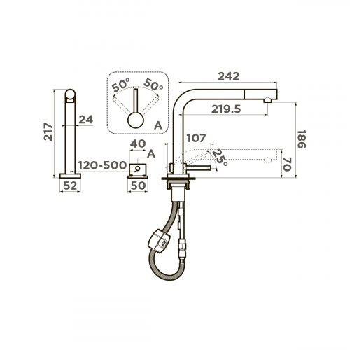 Смеситель для кухни Omoikiri Nara-S-GB латунь/графит, 4994371