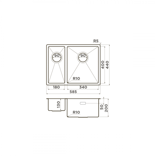 Кухонная мойка Omoikiri Taki 58-2-U/IF-R-IN нерж. сталь/нержавеющая сталь, 4993767