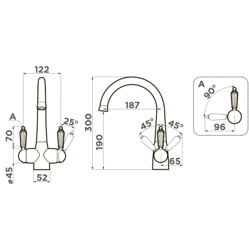 Смеситель для кухни Omoikiri Okinawa 2-AB-022 латунь/античная латунь, 4994254