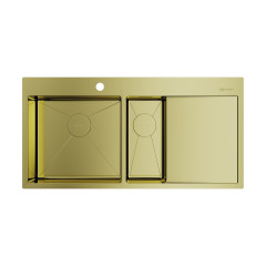 Кухонная мойка Omoikiri Akisame 100-2-L-LG нерж. сталь/светлое золото, 4973089