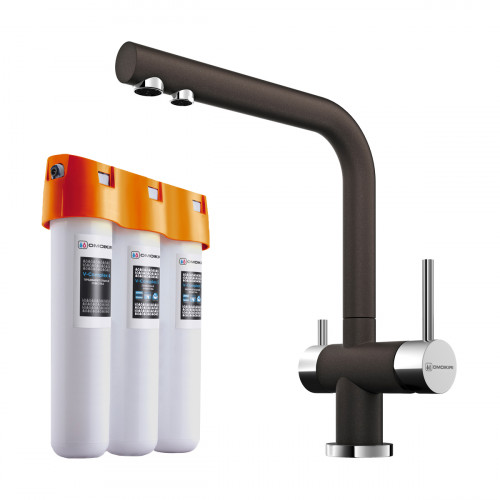 Комплект смеситель+фильтр Omoikiri Nagano-DC + Pure drop Lite, 4048.8028