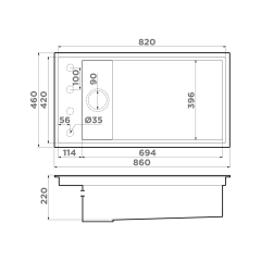 Кухонная мойка Omoikiri Kinaru Pro 86-U/I-GB Artceramic/графит, 4997027