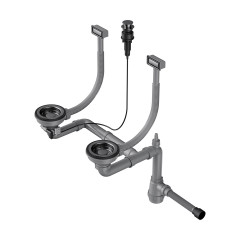 Арматура с клапаном-автоматом для двухчашевых моек с прямоугольными переливами Omoikiri WK-2-A-GM, 4956496