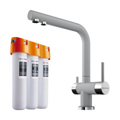 Комплект смеситель+фильтр Omoikiri Nagano-GR + Pure drop Lite, 4219.8028