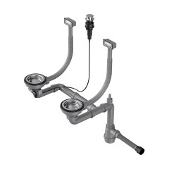 Арматура с клапаном-автоматом для двухчашевых моек с прямоугольными переливами Omoikiri WK-2-A-IN, 4956484