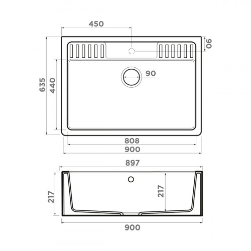 Кухонная мойка Omoikiri Kinokawa 90-GB Artceramic/графит, 4993855