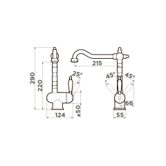 Смеситель для кухни Omoikiri Kyoto-AB-022 латунь/античная латунь, 4994287