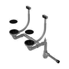 Арматура для двухчашевых моек с прямоугольными переливами и декоративными элементами для корзины Omoikiri WK-2C-GB, 4956759