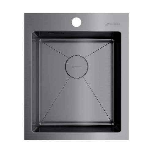 Кухонная мойка Omoikiri Akisame 41-GM нерж. сталь/вороненая сталь, 4973094